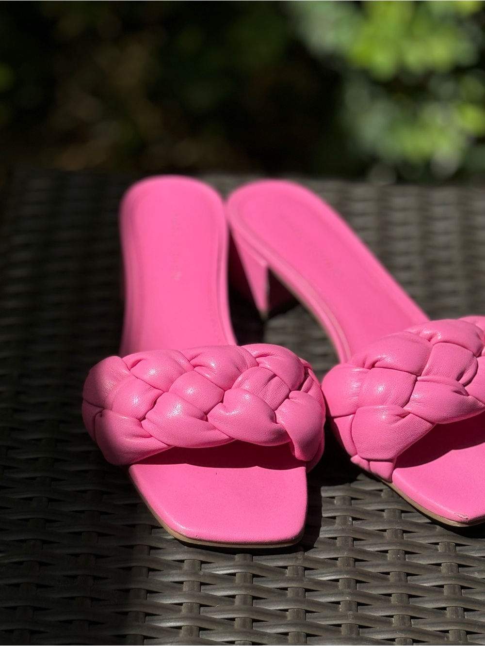 Women's Pink Braided Slide Heels